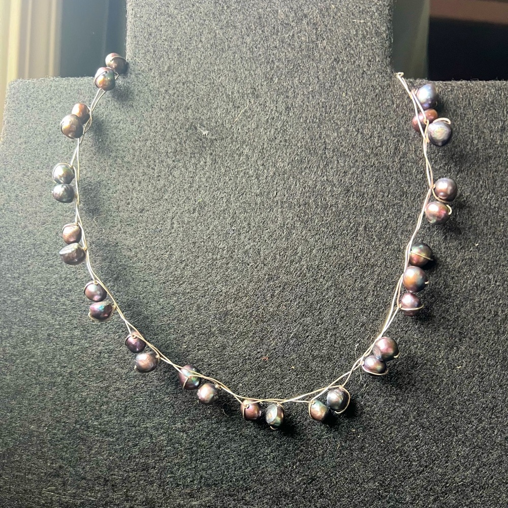 Freshwater pearl and sterling silver necklace by ABRA